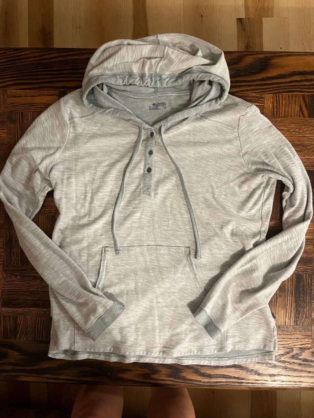 Soft Lightweight light green/blueish Hooded Henley for women’s